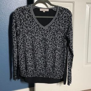 EUC LOFT Animal Print V Neck sweater